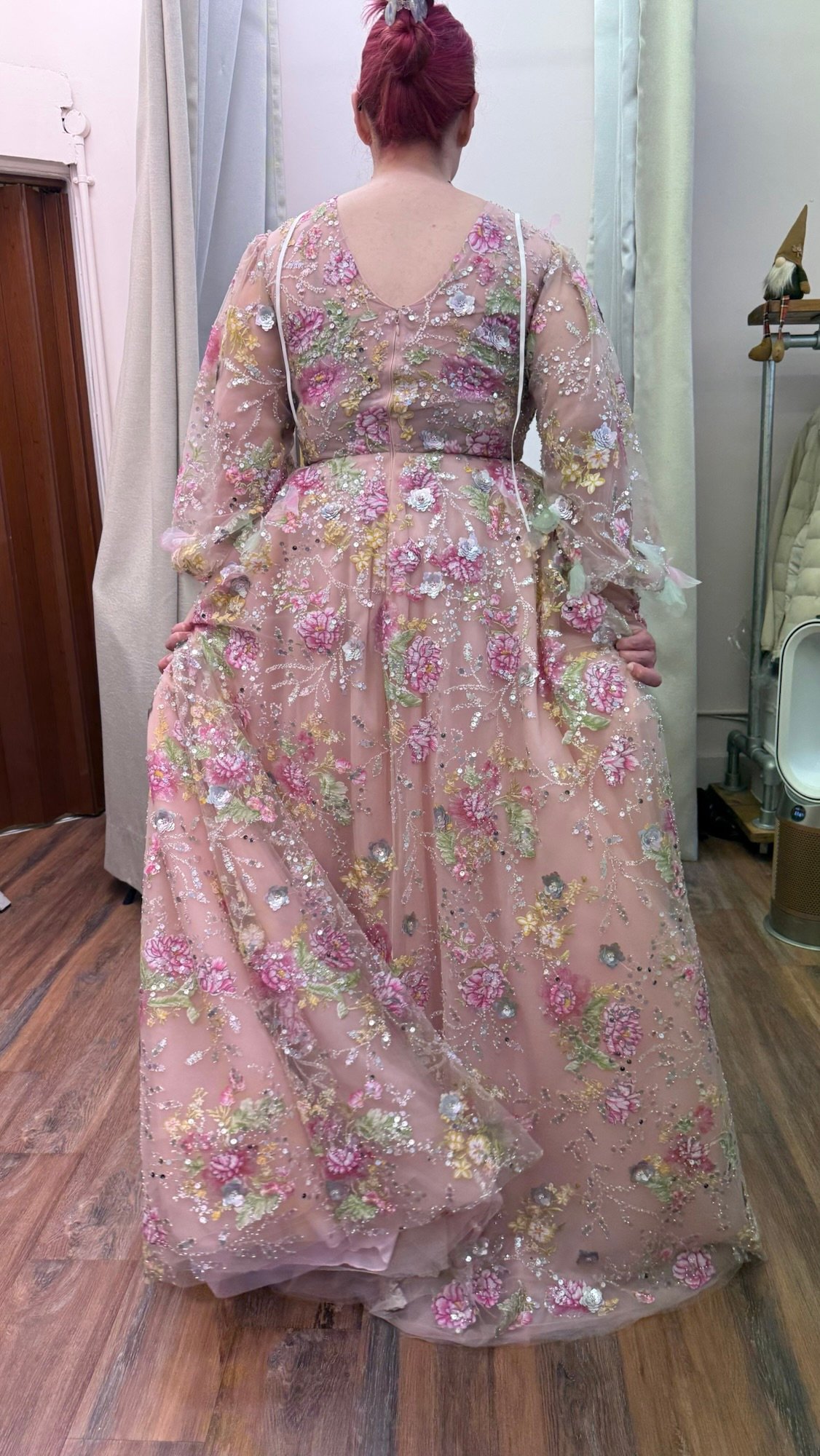 Detailed bridal beading and embellished fabric alteration